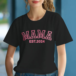 Personalisiertes Mama T-shirt Est 2024 T-shirt Muttertagsgeschenk - DePhotoBoxer