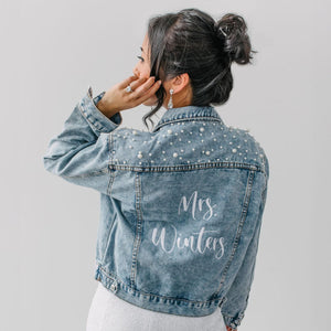 Bestickte Braut-jeansjacke, Braut-jeansjacke, Zukünftige Frau-jacke, Individuell Personalisierte Jacke, Hochzeits-jeansjacke, Hochzeitsgeschenk, Braut